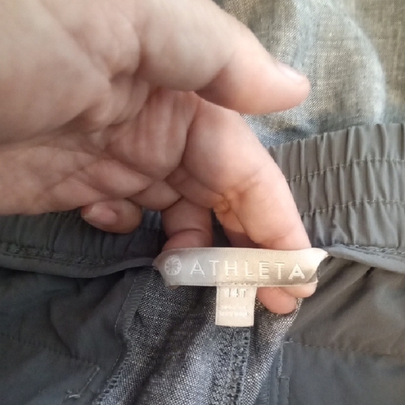 Athleta Bali Linen Heatgered Gray Wide Leg Vacation Travel Womens 14 TALL - Picture 5 of 11